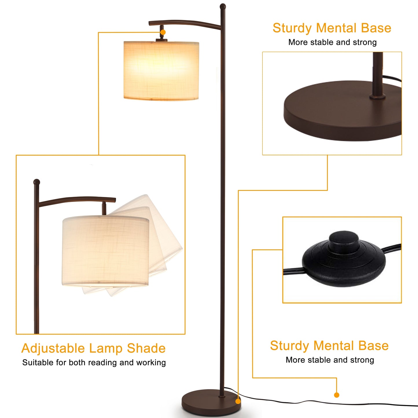 Lampada da terra ad arco Netin 66 con telecomando e paralume girevole