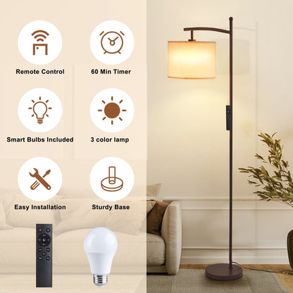 Lampada da terra ad arco Netin 66 con telecomando e paralume girevole