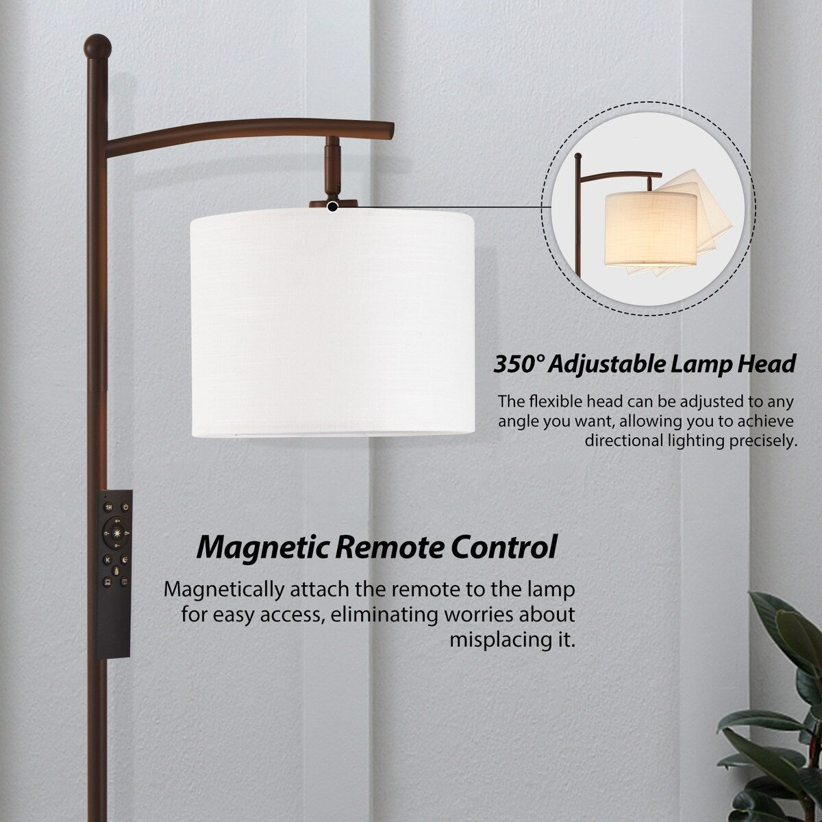 Lampada da terra ad arco a LED dimmerabile Netin 66 con telecomando - N/D