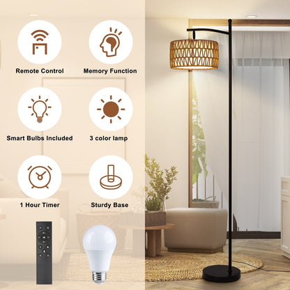 Lampada da terra ad arco a LED dimmerabile Netin 66 con telecomando - N/D