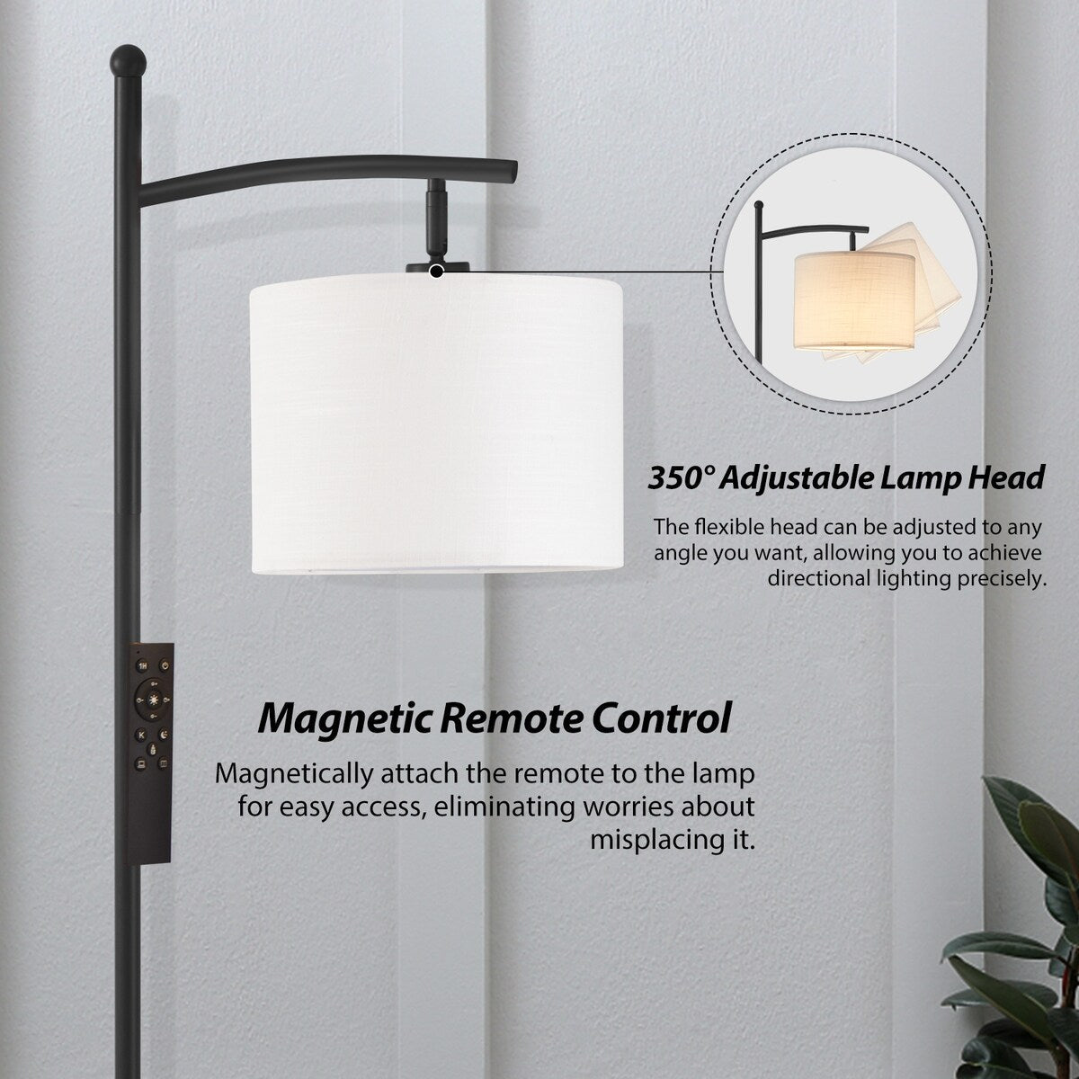 Lampada da terra ad arco a LED dimmerabile Netin 66 con telecomando - N/D