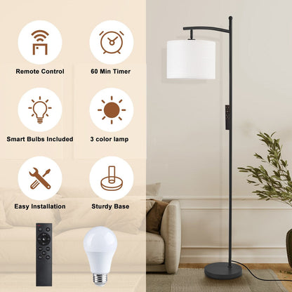 Lampada da terra ad arco a LED dimmerabile Netin 66 con telecomando - N/D