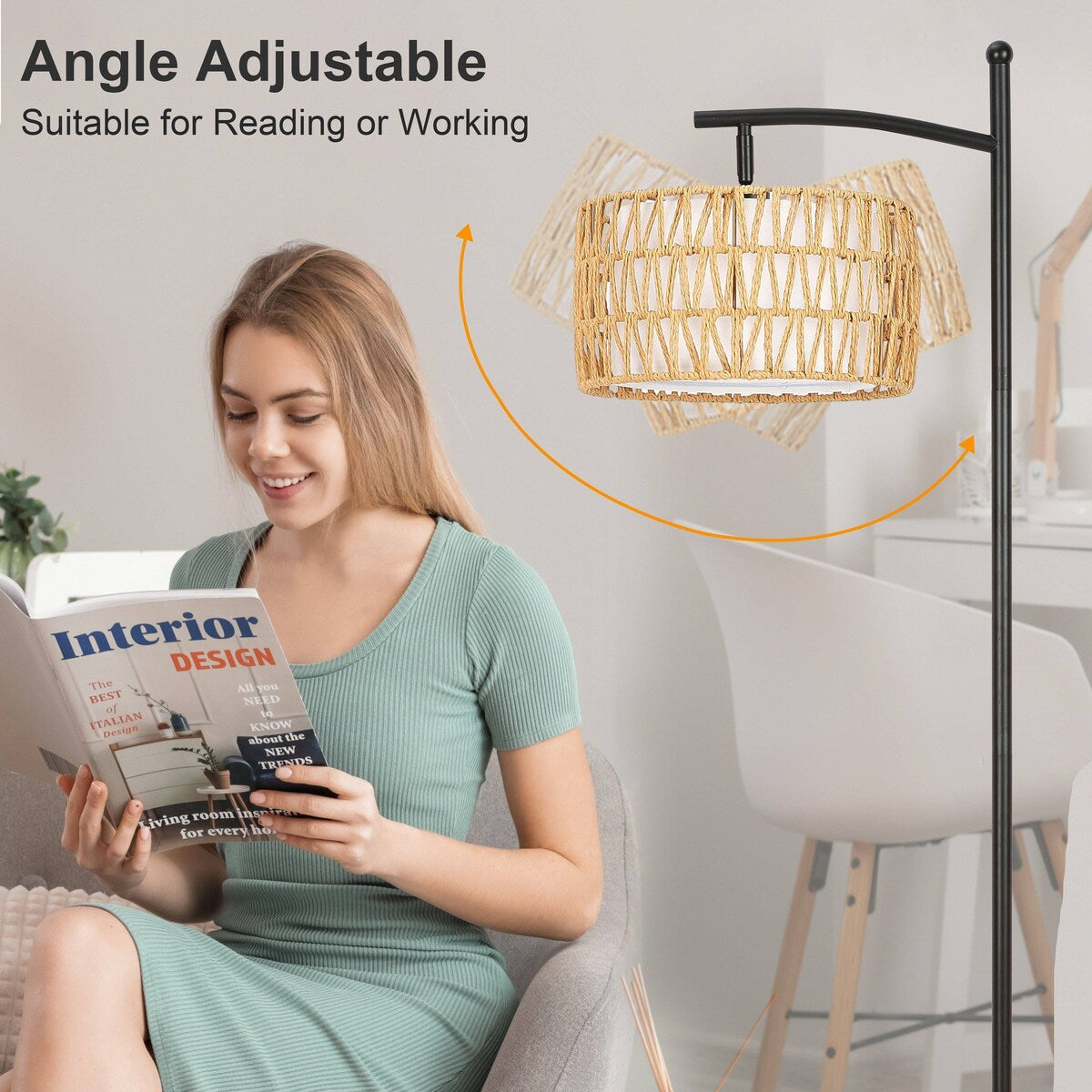 Lampada da terra ad arco a LED dimmerabile Netin 66 con telecomando - N/D