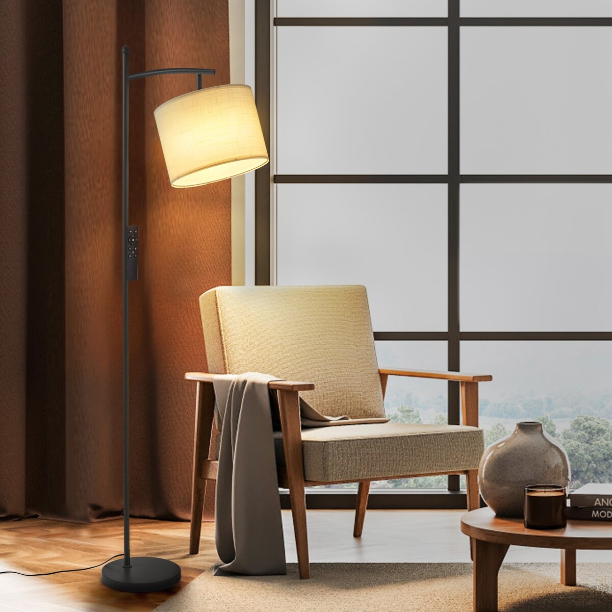 Lampada da terra ad arco a LED dimmerabile Netin 66 con telecomando - N/D