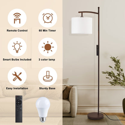 Lampada da terra ad arco a LED dimmerabile Netin 66 con telecomando - N/D