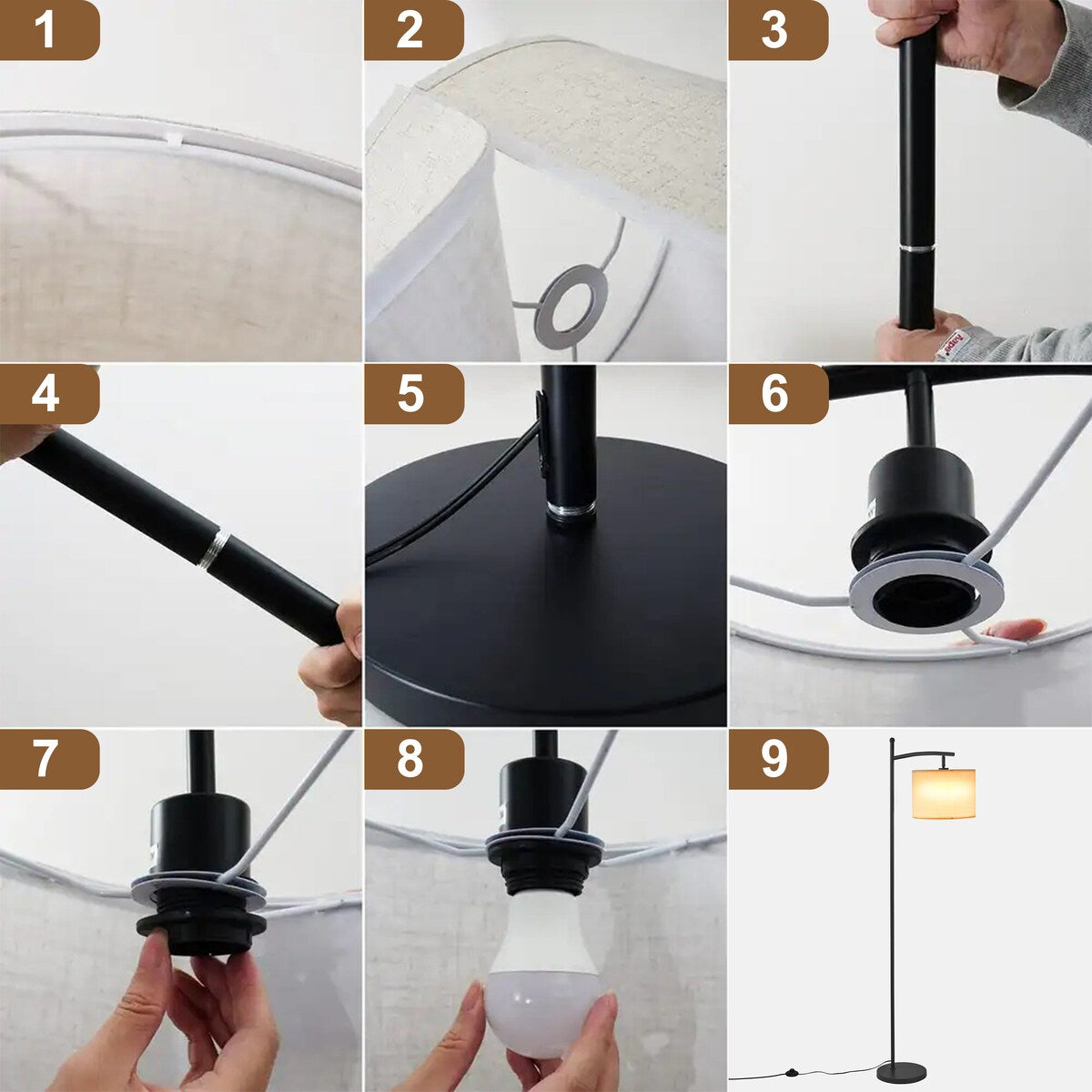 Lampada da terra ad arco a LED dimmerabile Netin 66 con telecomando - N/D