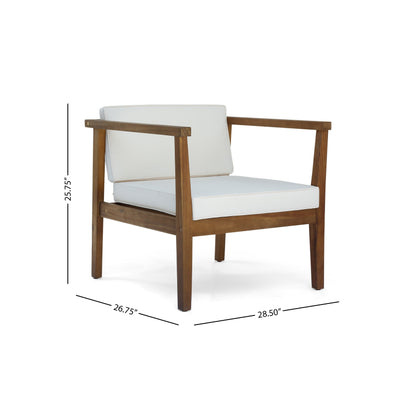 Sedie da esterno in legno di acacia con cuscini Newbury (set da 2) di Christopher Knight Home