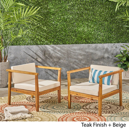 Sedie da esterno in legno di acacia con cuscini Newbury (set da 2) di Christopher Knight Home