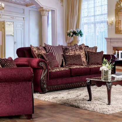 Divano con braccioli arrotolati rivestito in tessuto tradizionale Fova di Furniture of America