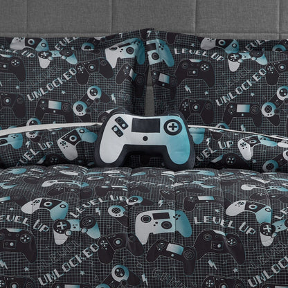 Set copripiumino in microfibra ALEX + BELLA Next Level grigio scuro/blu