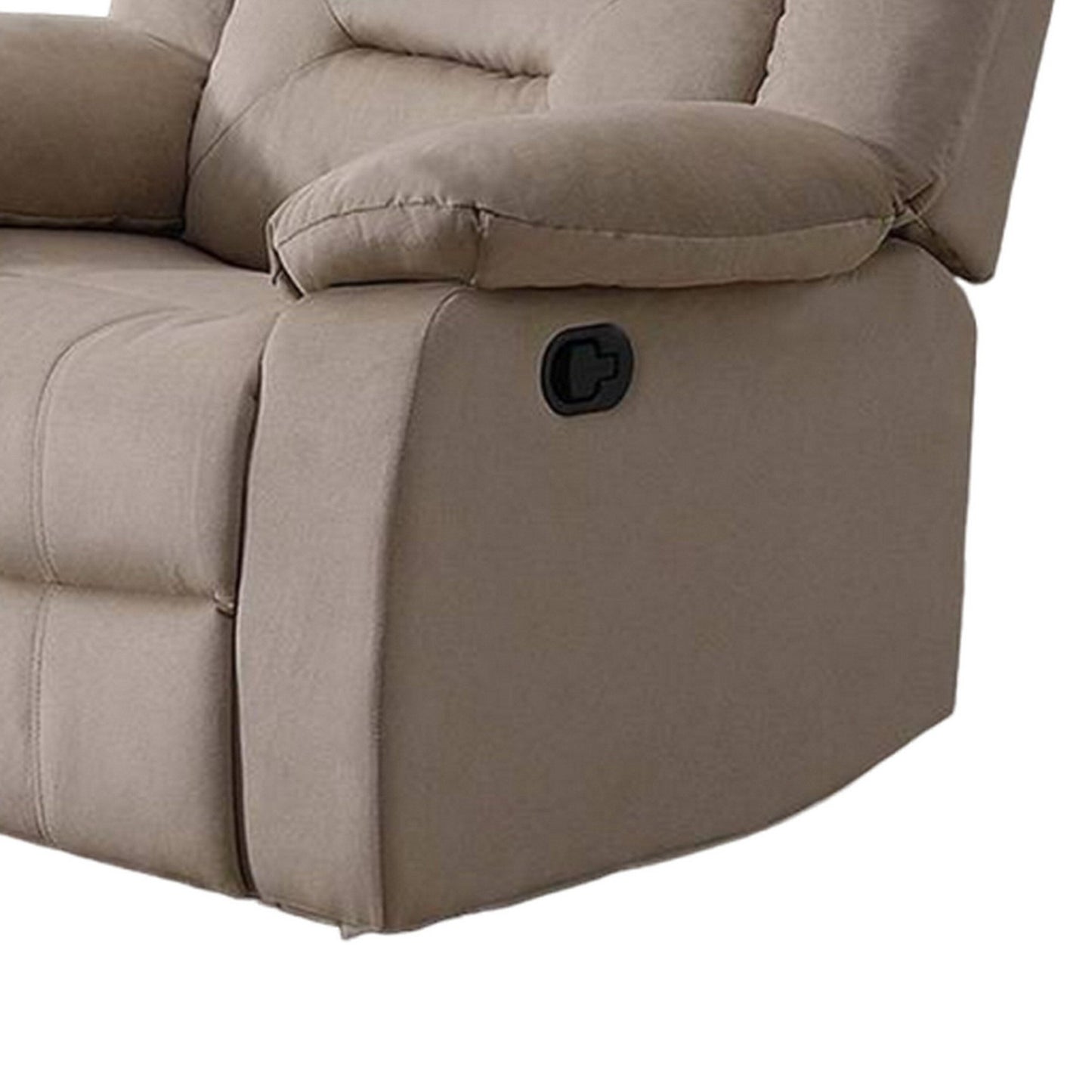 Poltrona reclinabile manuale Niko, in morbido velluto beige trapuntato, in legno massello