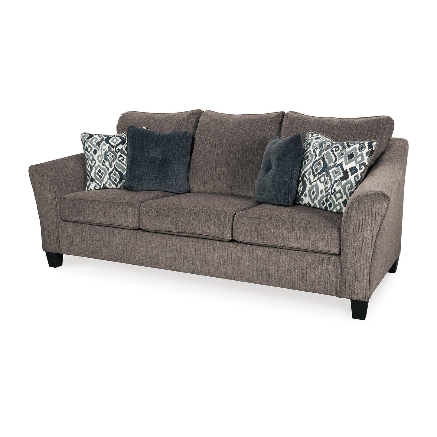 Divano Nima, poliestere grigio ardesia, ciniglia, 4 cuscini decorativi, 92 pollici