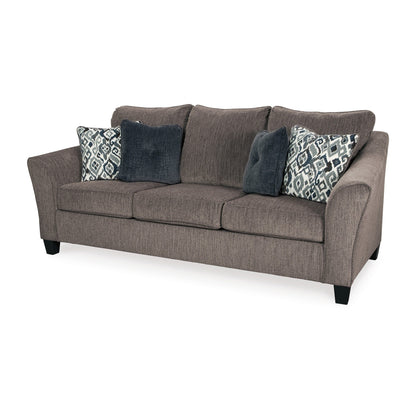 Divano Nima, poliestere grigio ardesia, ciniglia, 4 cuscini decorativi, 92 pollici