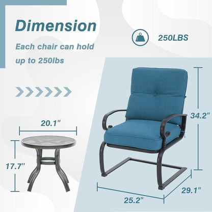 Set da pranzo Nista da esterno con 3 sedie e cuscini per patio, tavolino e C-Spring Bistro di Havenside Home