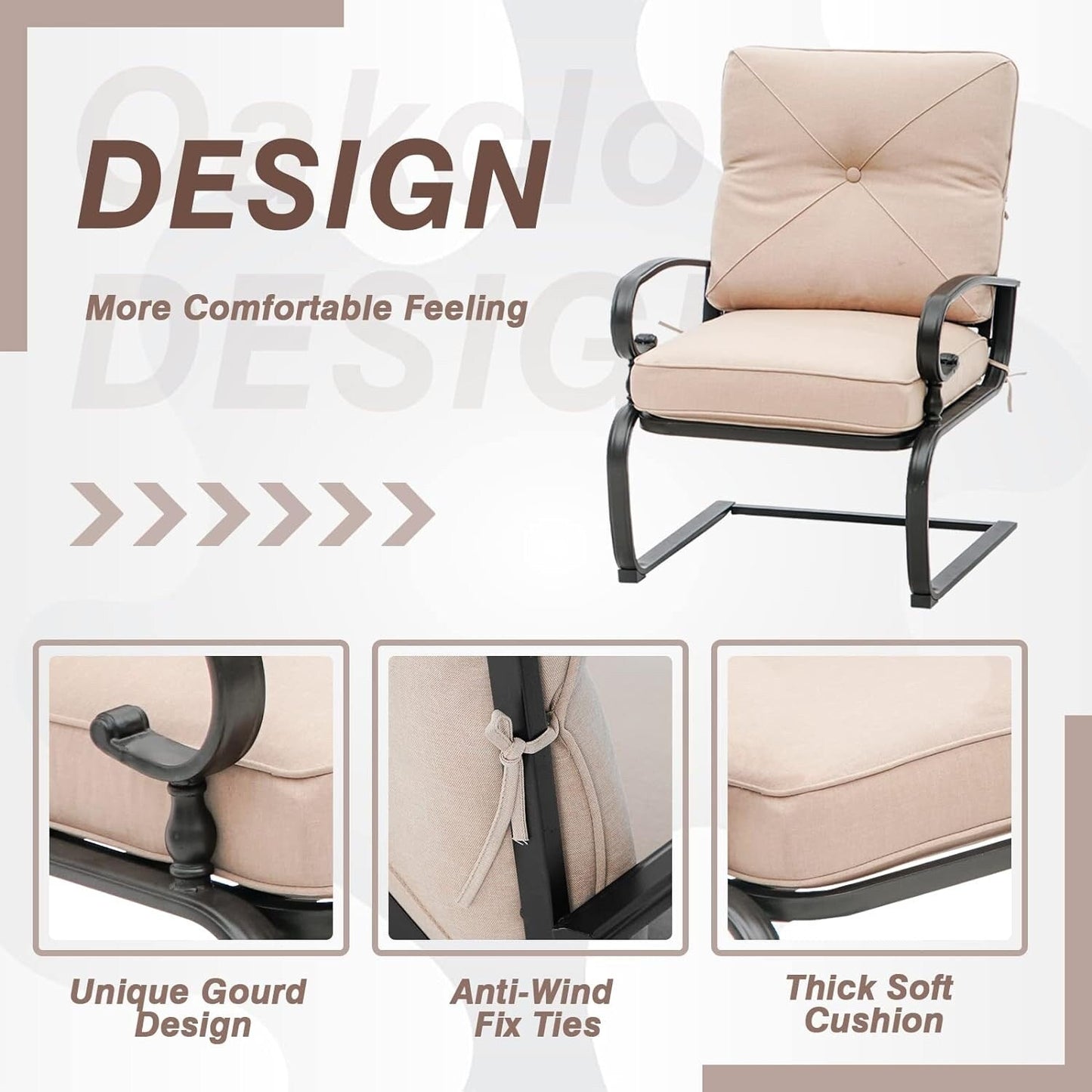 Set da pranzo Nista da esterno con 3 sedie e cuscini per patio, tavolino e C-Spring Bistro di Havenside Home