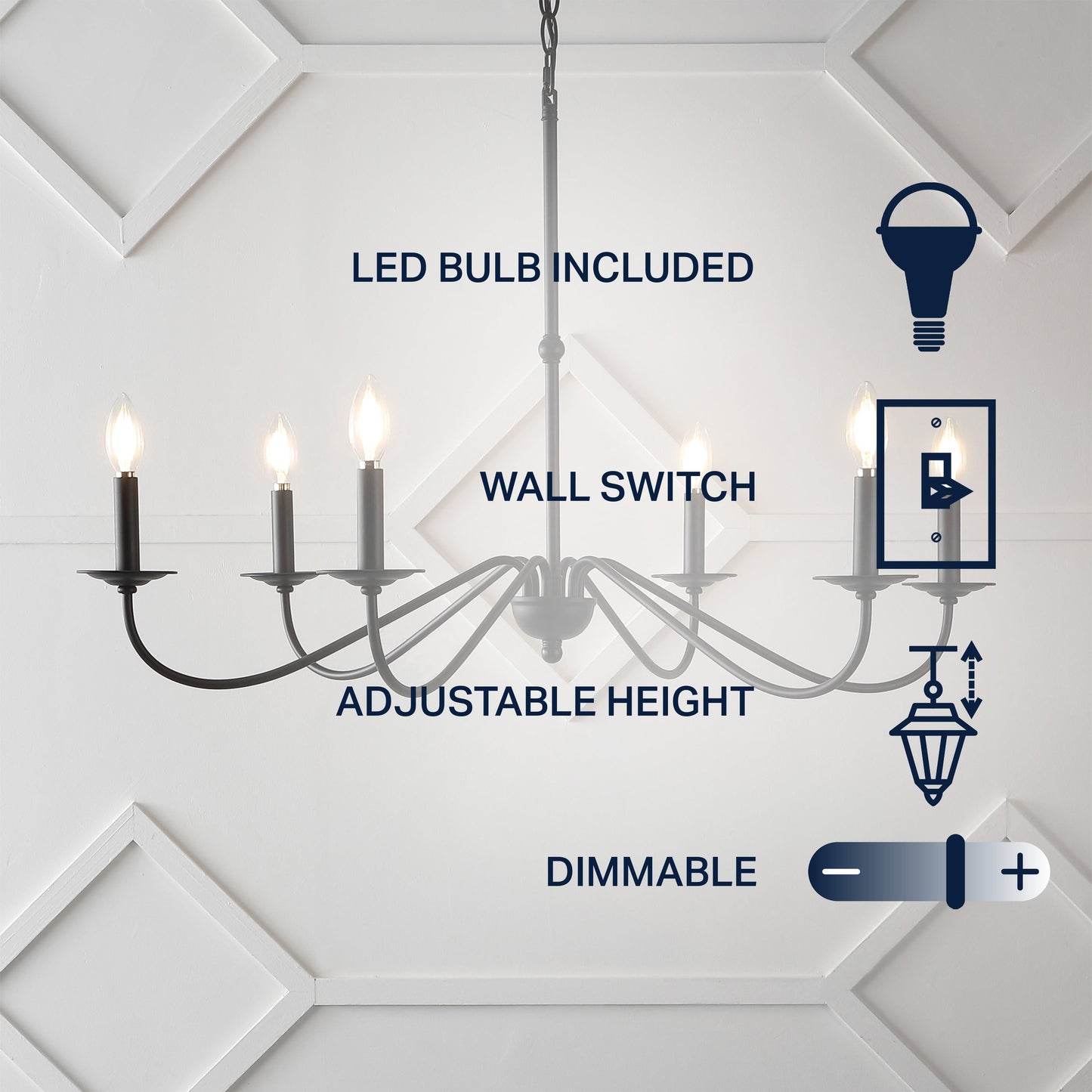 Lampadario a LED in ferro a 6 luci da 34,75 pollici, di JONATHAN Y