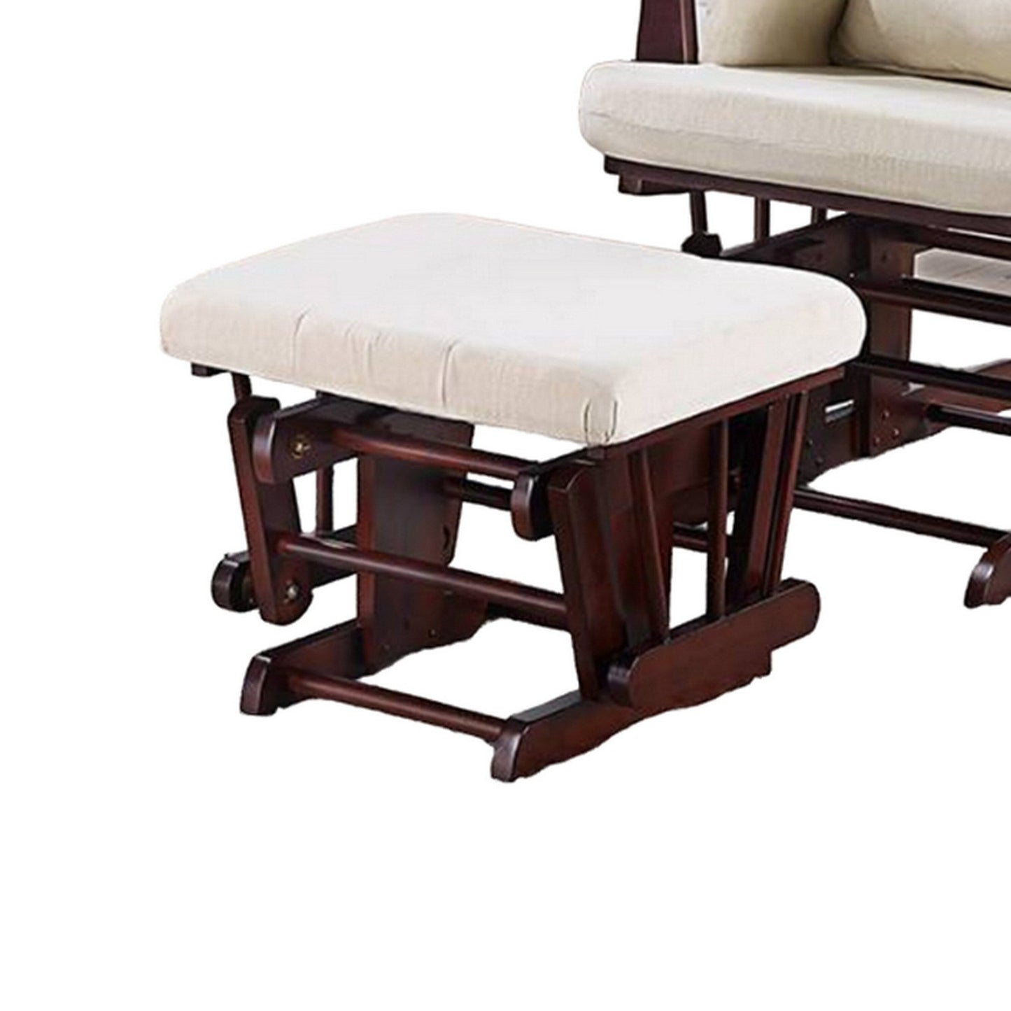 Poltrona reclinabile manuale Noni Glider con poggiapiedi, legno marrone, beige quadrato