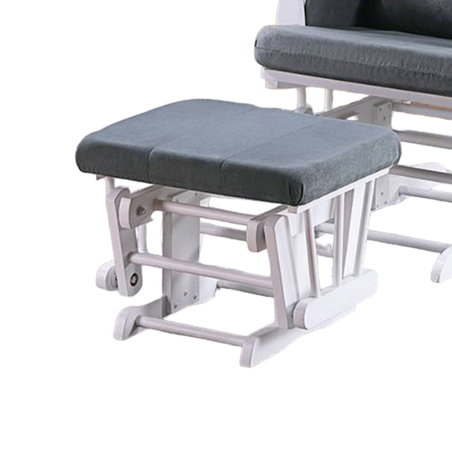 Poltrona reclinabile manuale Noni Glider con poggiapiedi quadrato, legno bianco, grigio