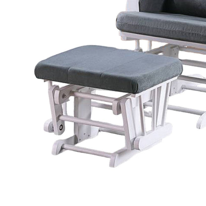 Poltrona reclinabile manuale Noni Glider con poggiapiedi quadrato, legno bianco, grigio