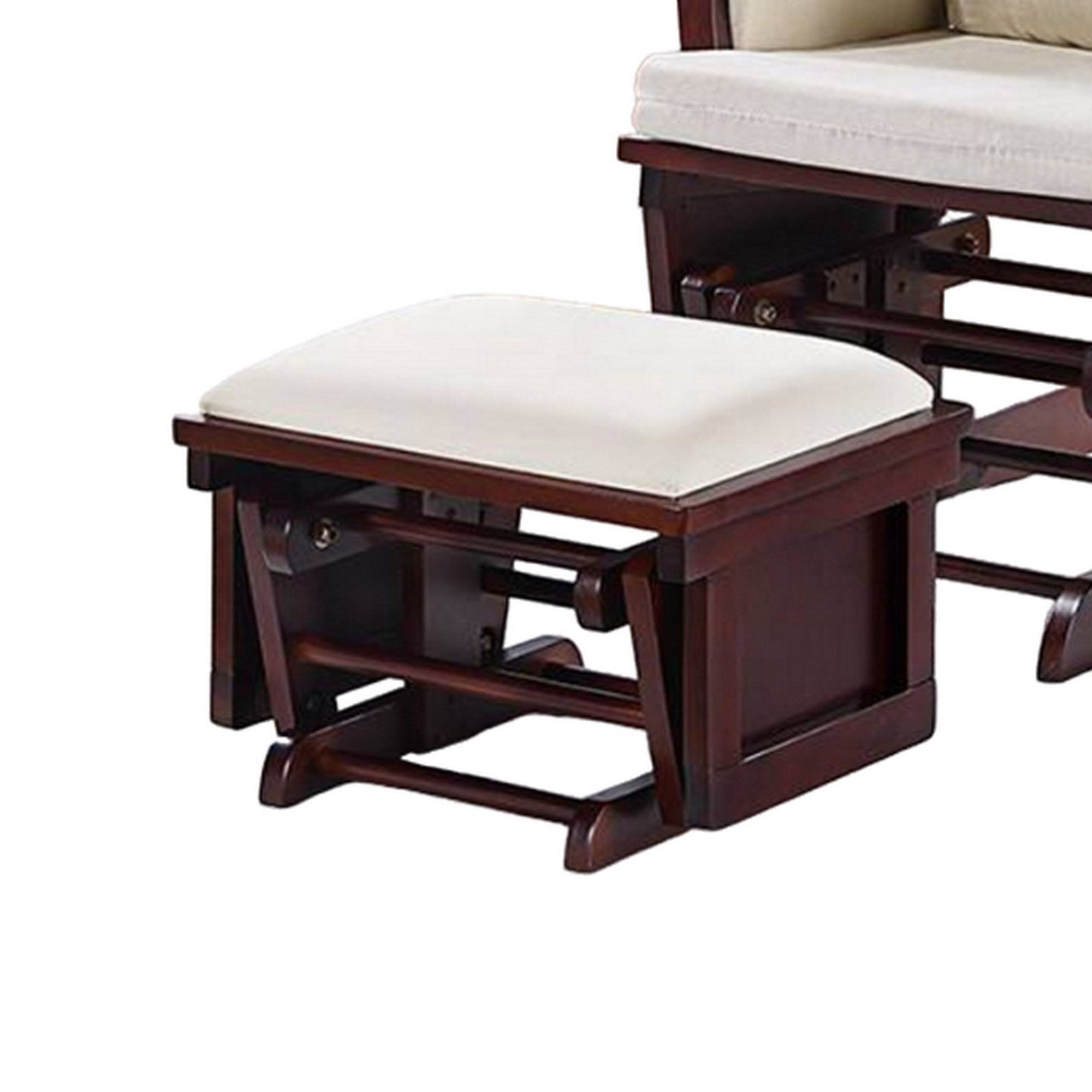 Sedia a dondolo manuale Noni con poggiapiedi, marrone scuro, beige