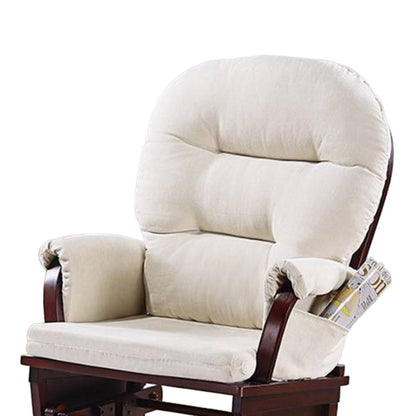 Sedia a dondolo manuale Noni con poggiapiedi, marrone scuro, beige