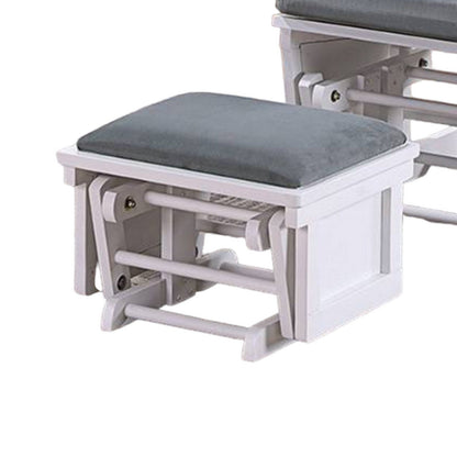 Poltrona reclinabile manuale Noni Glider con pouf, legno bianco, grigio