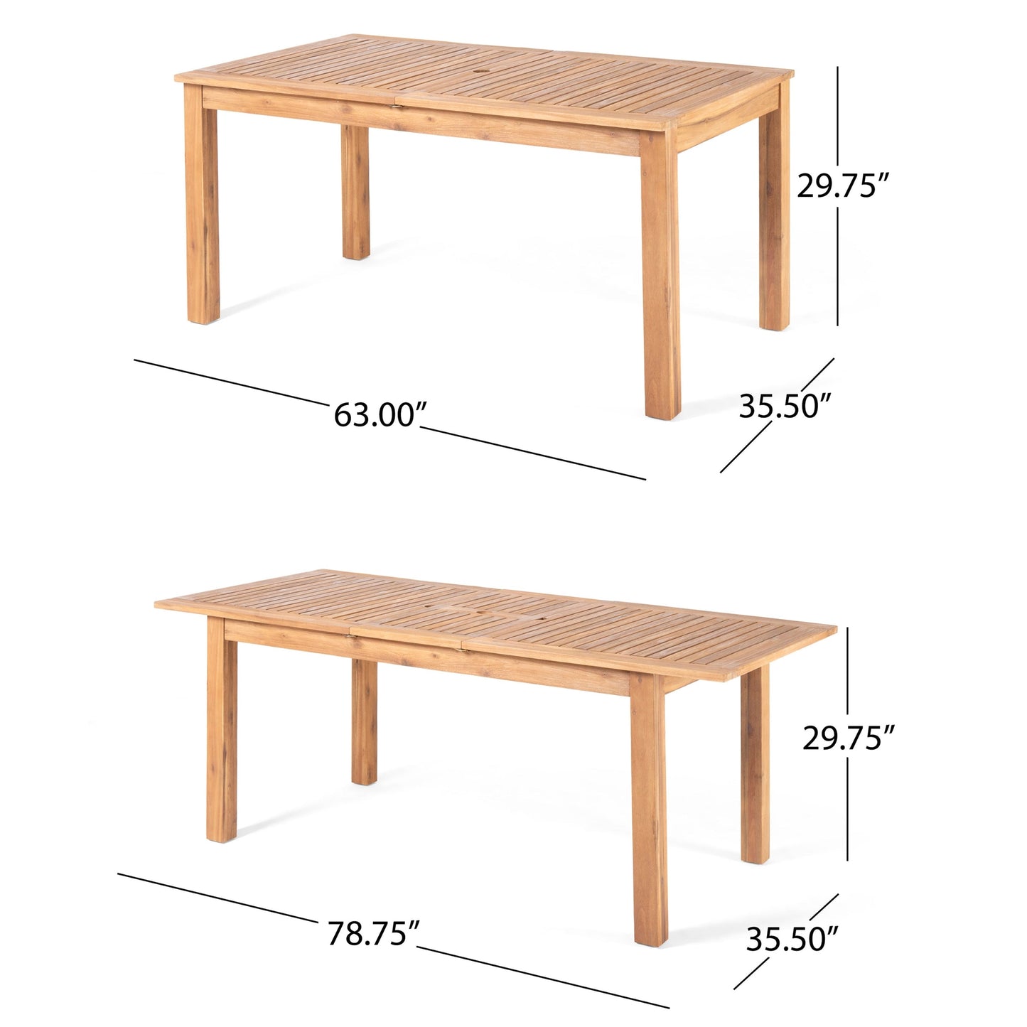Set da pranzo espandibile Nora Outdoor da 7 pezzi in legno di acacia e vimini di Christopher Knight Home