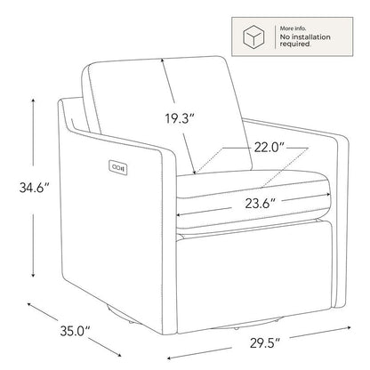 Poltrona girevole Nora Power con poggiapiedi elettrici e schienale reclinabile