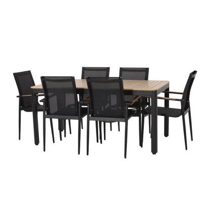 Set da pranzo da esterno Norcrest in rete e alluminio da 7 pezzi di Christopher Knight Home