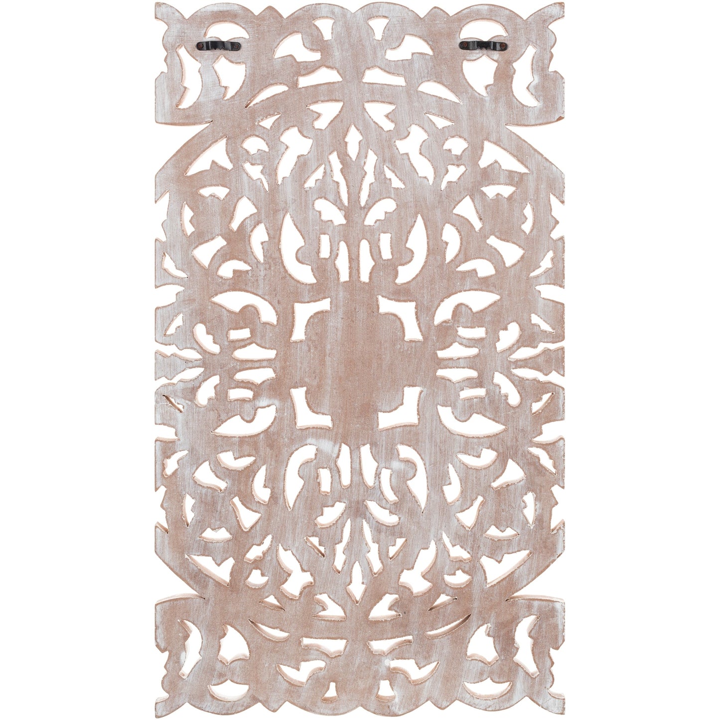 Norma Floral, arte murale in legno naturale intagliato a mano, 48x28 pollici, 3 pannelli