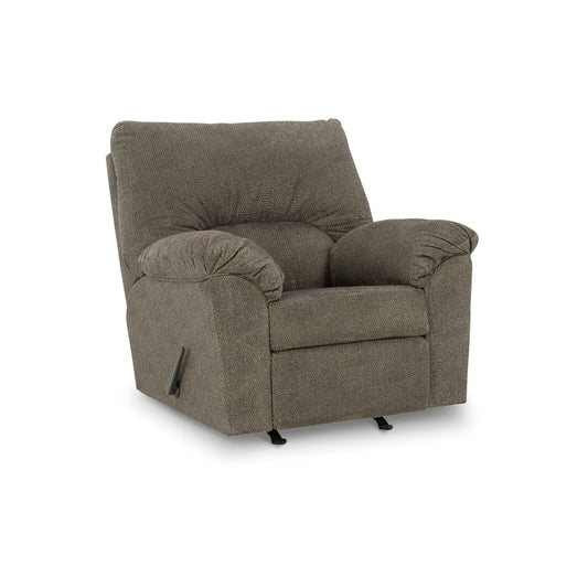 Poltrona reclinabile Noto Rocker, braccioli con cuscino grigio Mid-Century da 41 pollici