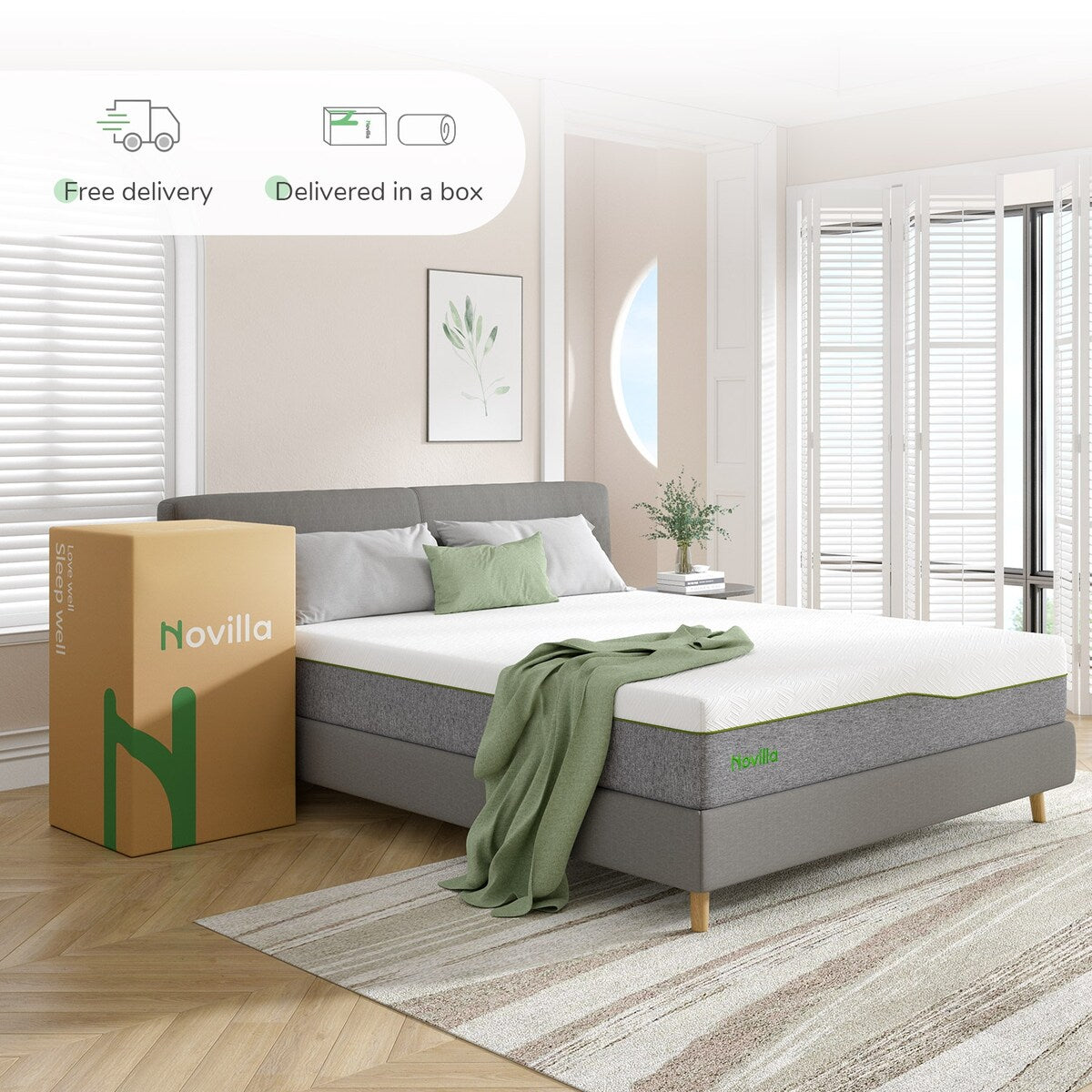 Materasso in memory foam Novilla da 10 pollici, comfort medio