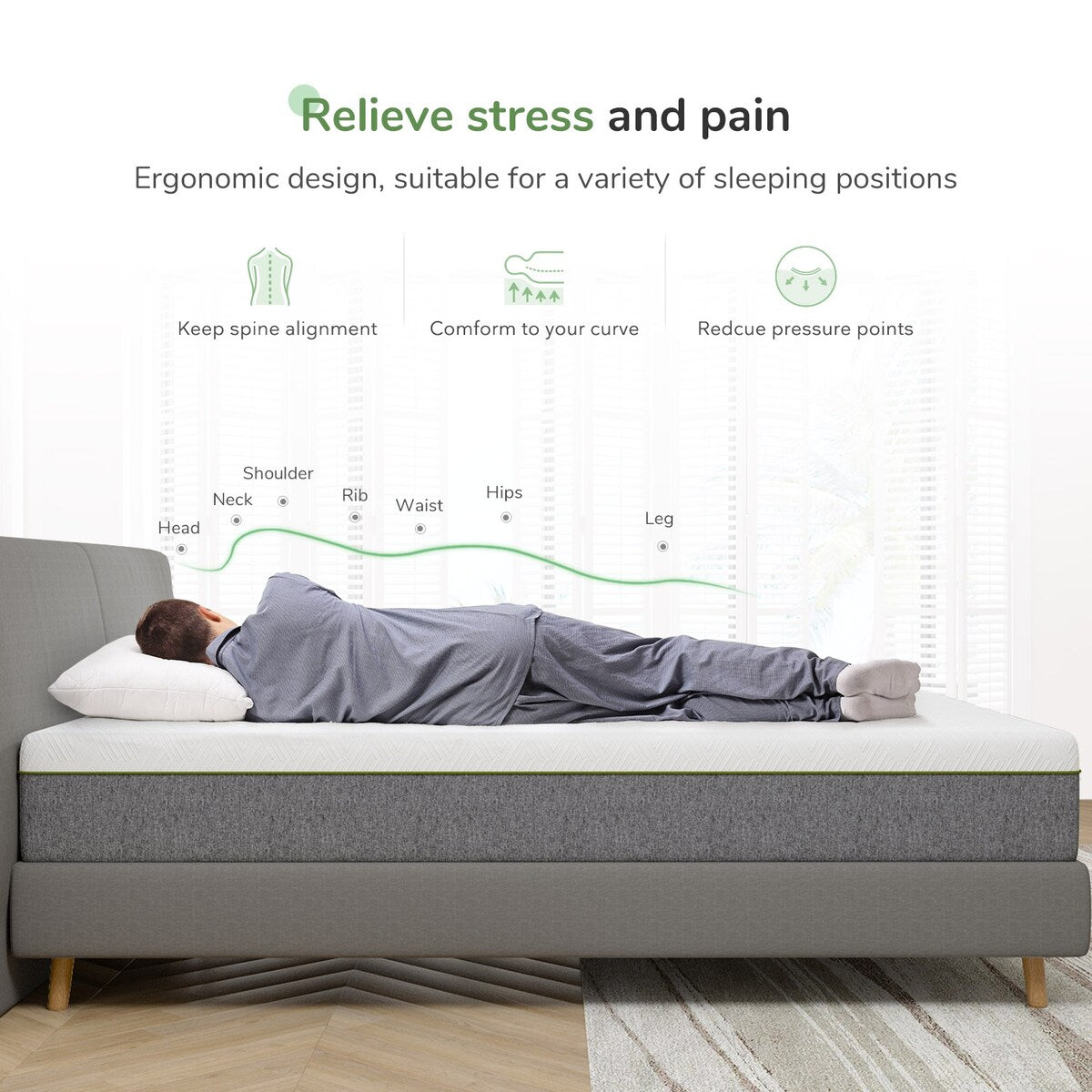 Materasso in memory foam Novilla da 10 pollici, comfort medio