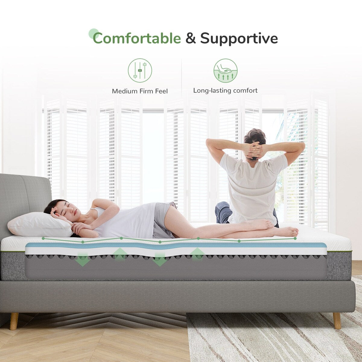 Materasso in memory foam Novilla da 10 pollici, comfort medio