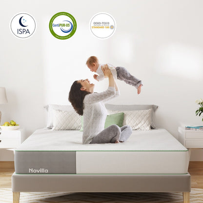 Materasso in memory foam Novilla da 10 pollici con gel rinfrescante di medie dimensioni in una scatola
