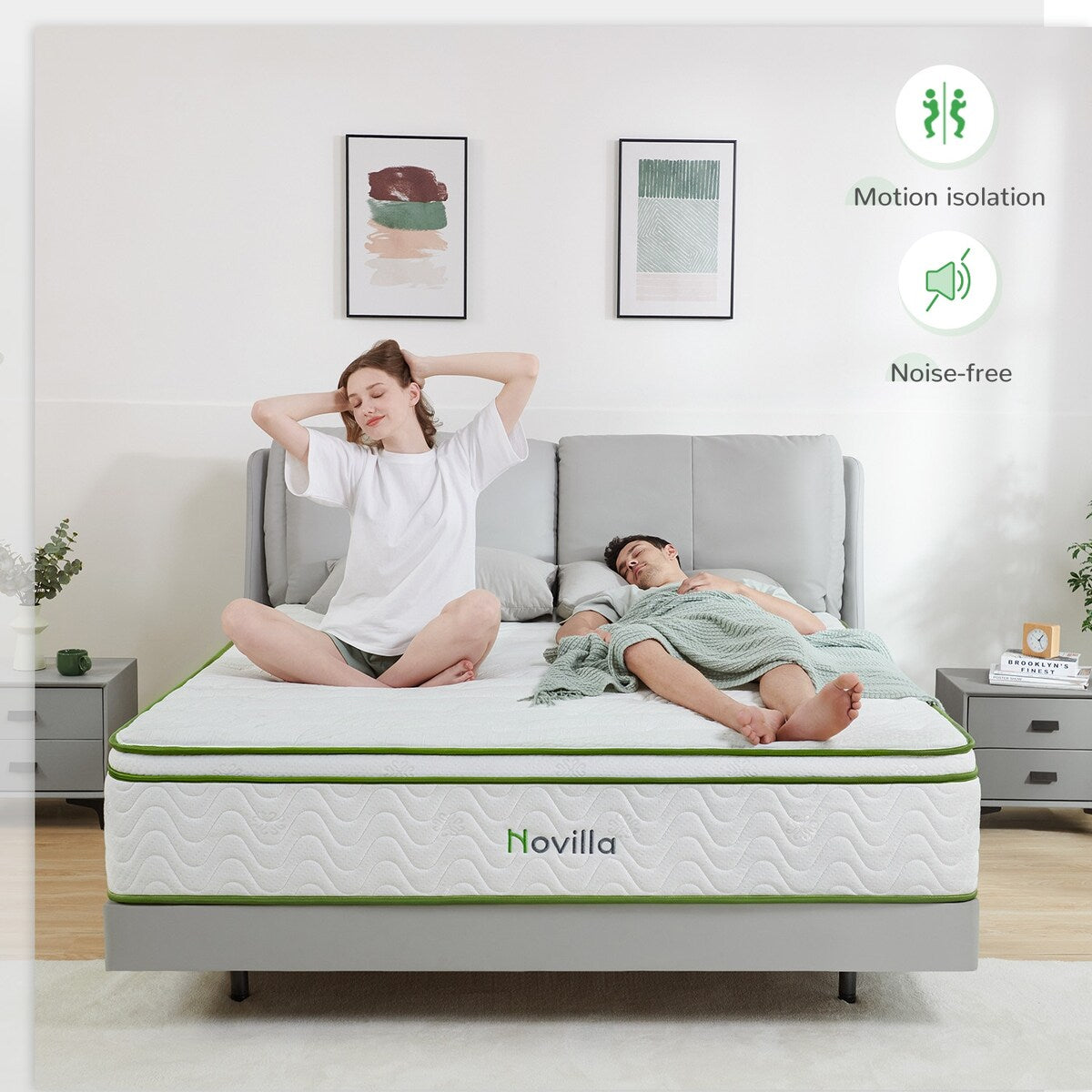 Materasso ibrido a molle insacchettate in memory foam Novilla da 10 pollici in una scatola