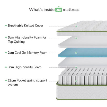 Materasso ibrido in memory foam Cool Gel Novilla da 12 pollici