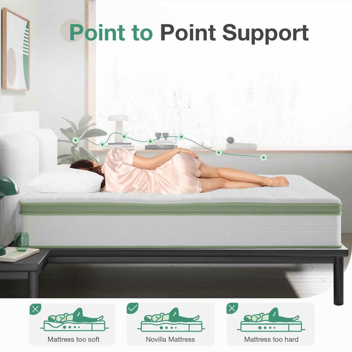 Materasso in schiuma ibrida a molle interne Novilla da 12 pollici