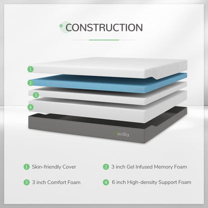 Materasso in memory foam Novilla da 12 pollici con gel rinfrescante di medie dimensioni