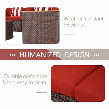 Set di divani componibili curvi a mezzaluna e semicircolari in rattan e vimini Nuon da 5 pezzi di Havenside Home