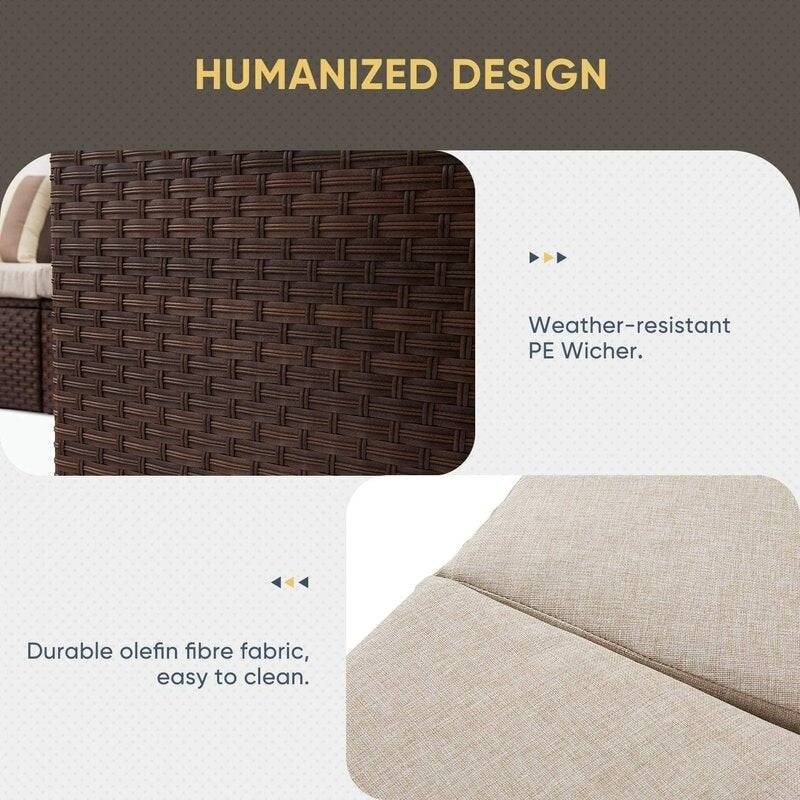 Set di divani componibili curvi a mezzaluna e semicircolari in rattan e vimini Nuon da 5 pezzi di Havenside Home