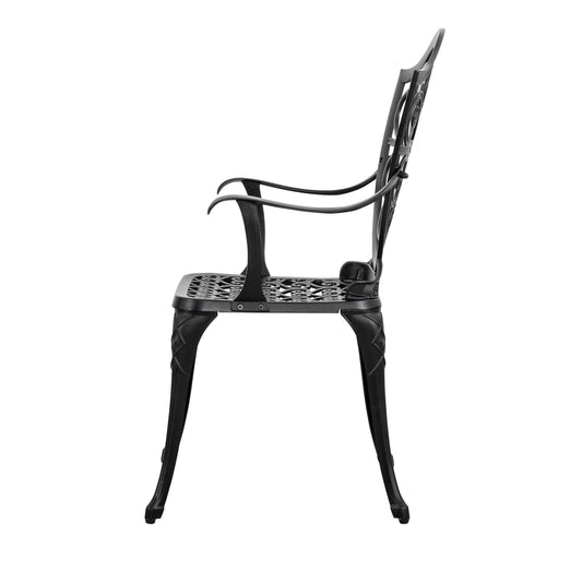 Tavolo da bistrot in alluminio pressofuso con foro per ombrellone e 2 sedie da bistrot - tavolo rotondo da 24 pollici