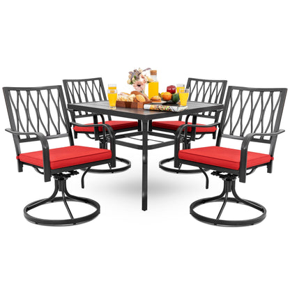 Set da pranzo da esterno Nuu Garden da 5 pezzi con sedie girevoli e cuscini