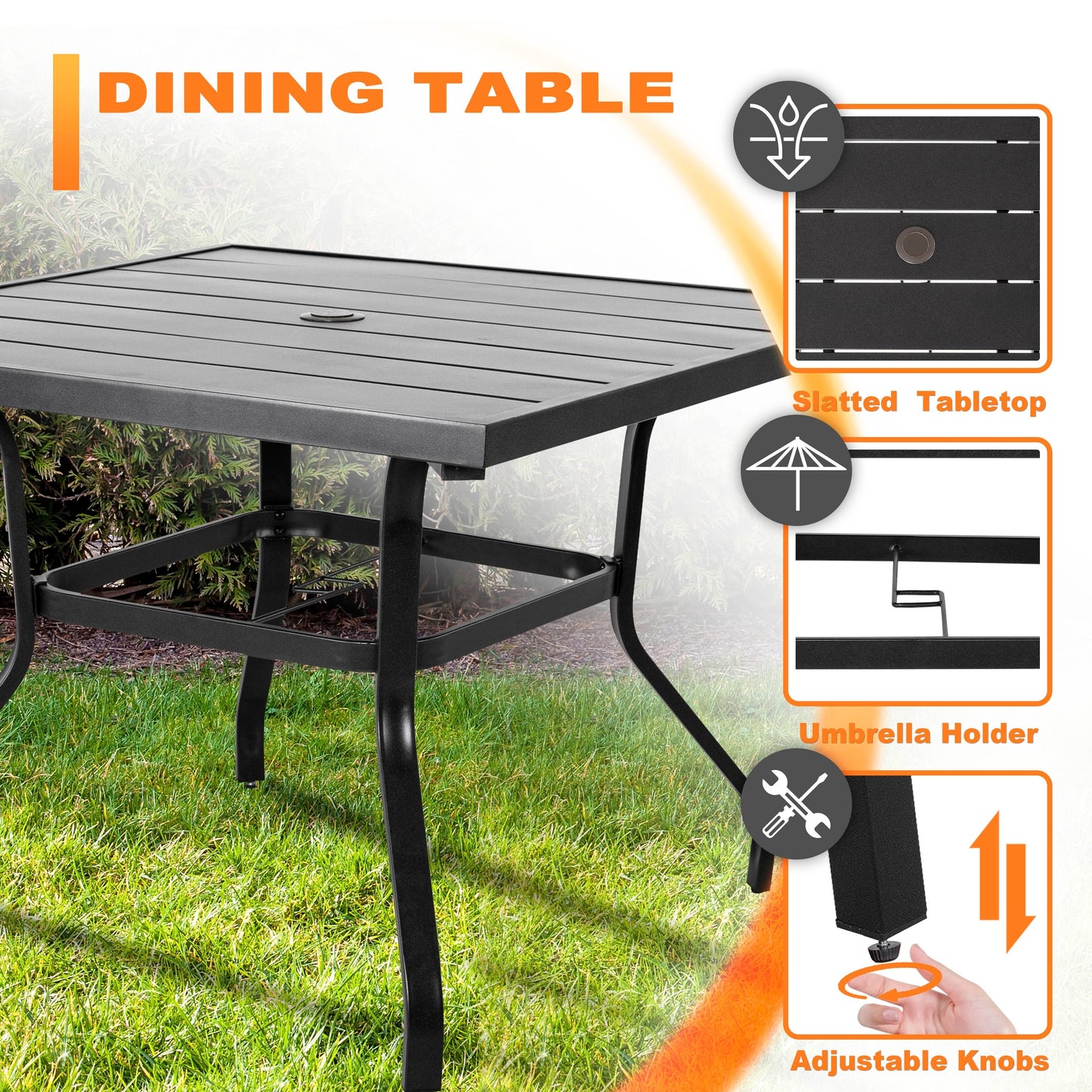 Set da pranzo da esterno Nuu Garden da 5 pezzi con sedie girevoli e cuscini