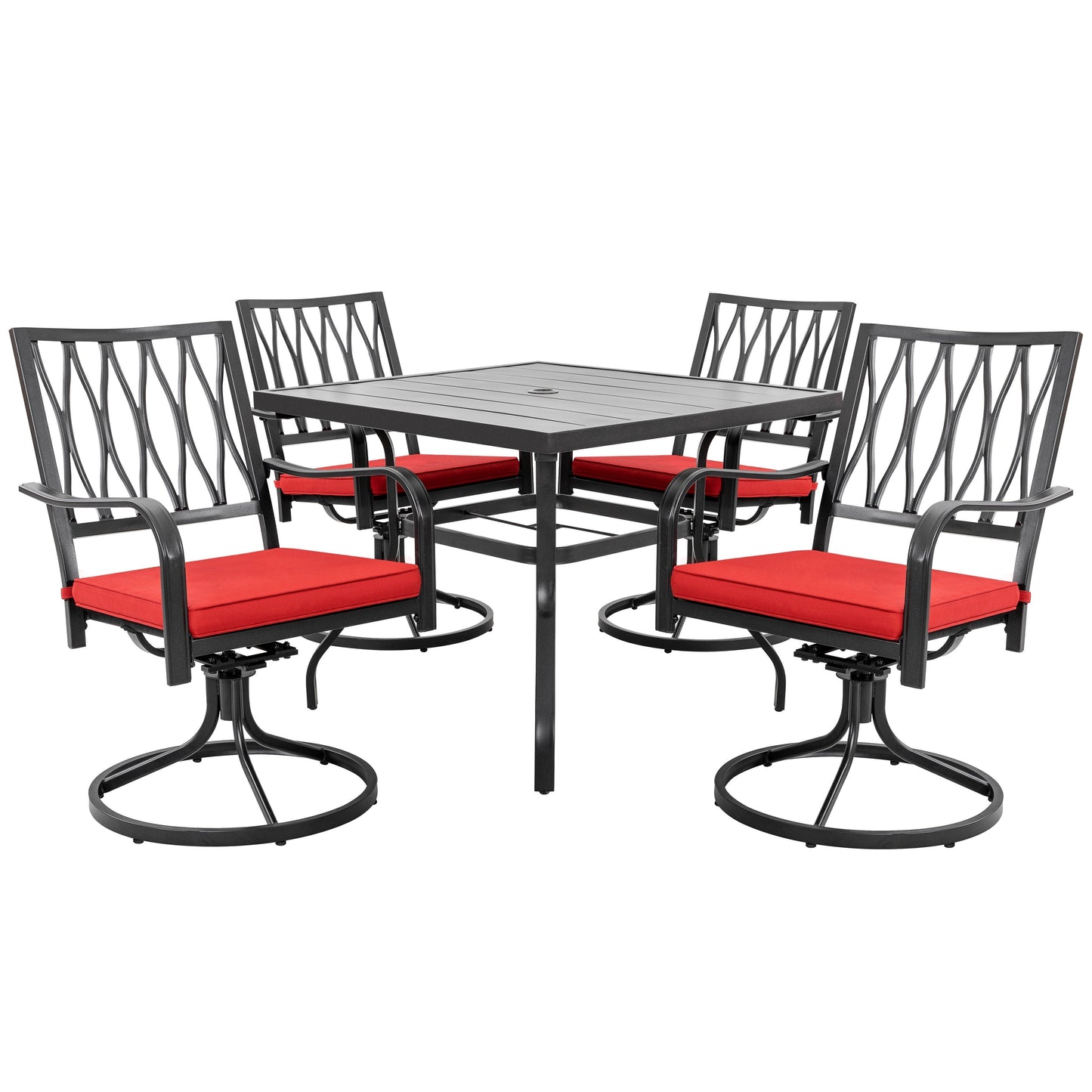 Set da pranzo da esterno Nuu Garden da 5 pezzi con sedie girevoli e cuscini