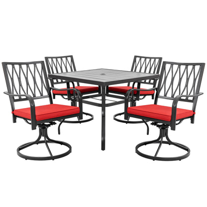 Set da pranzo da esterno Nuu Garden da 5 pezzi con sedie girevoli e cuscini