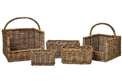 Rush Weaves - 2Ceste Porta Legna +3 Ceste Rett.Natural Kubu Grey