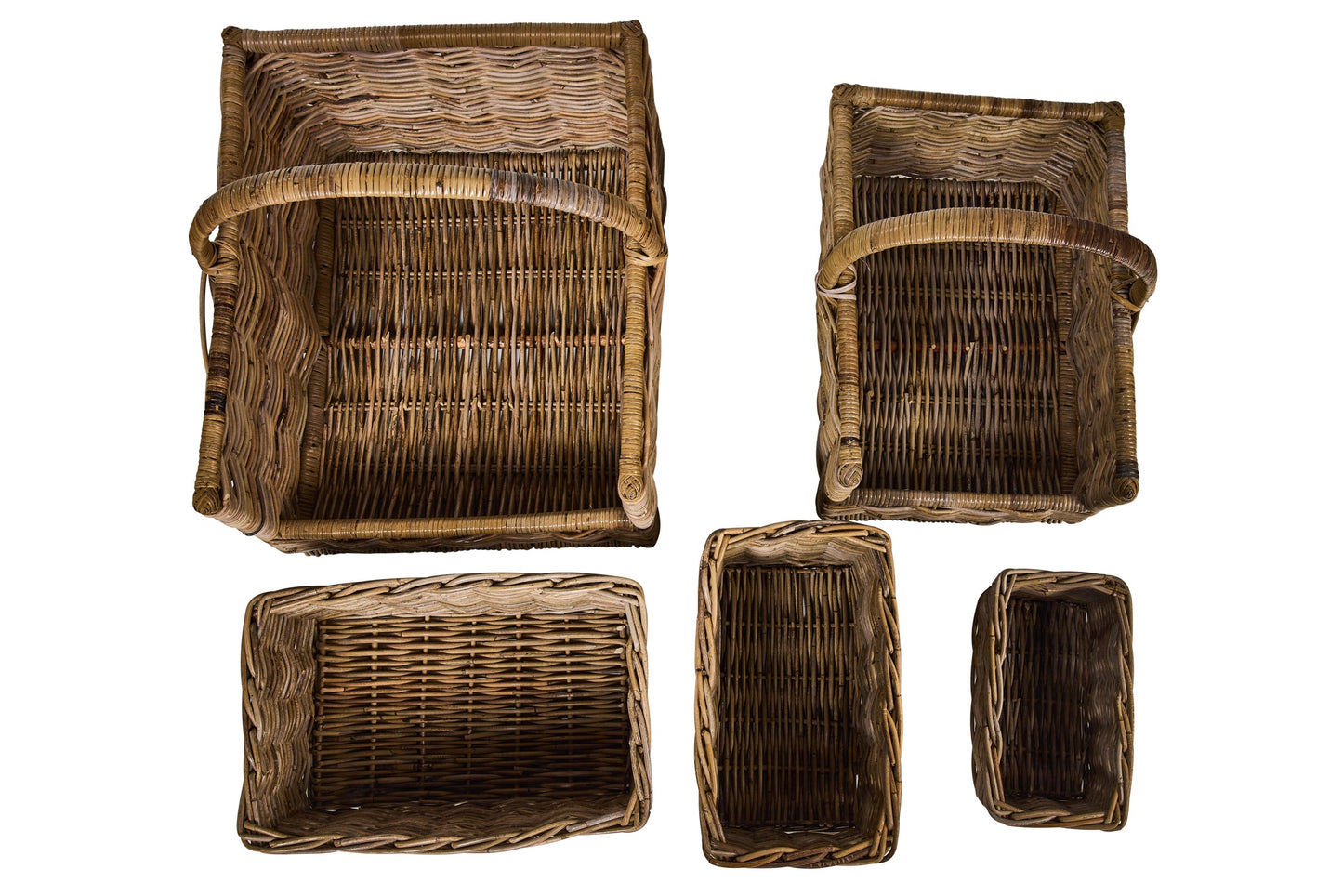 Rush Weaves - 2Ceste Porta Legna +3 Ceste Rett.Natural Kubu Grey