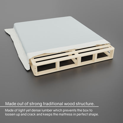 ONETAN, box spring/fondazione in legno da 5" e 8" con montaggio semplice, bianco.