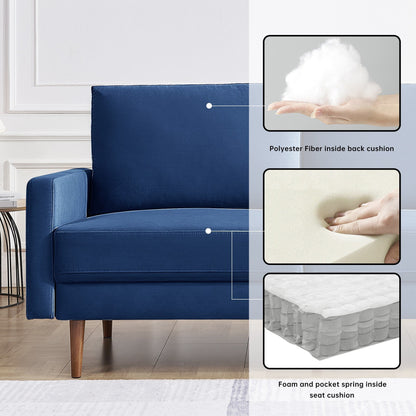 Divano imbottito OS Home and Office Furniture da 69 pollici di larghezza con braccioli quadrati